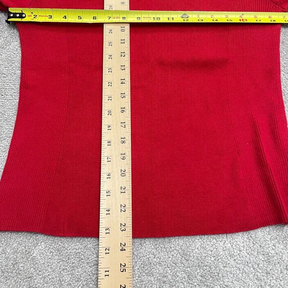 Eddie Bauer Stretch Pullover Sweater Women Large Red Black V-Neck Cashmere Blend - Picture 9 of 12